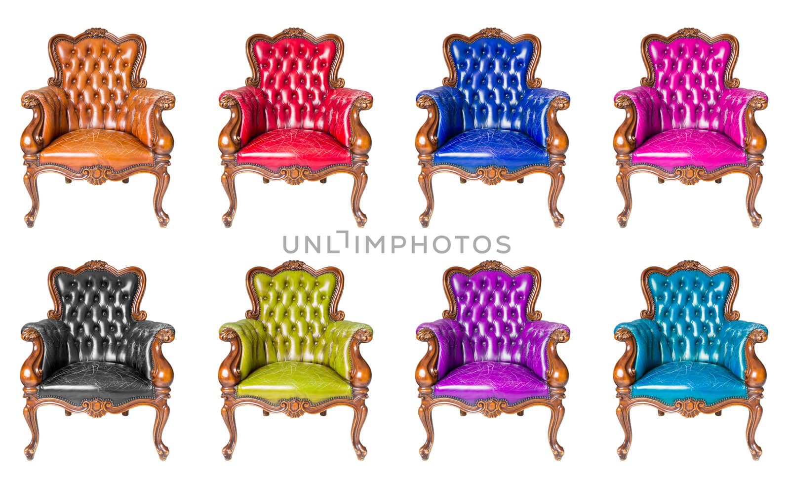 set of luxury armchair isolated