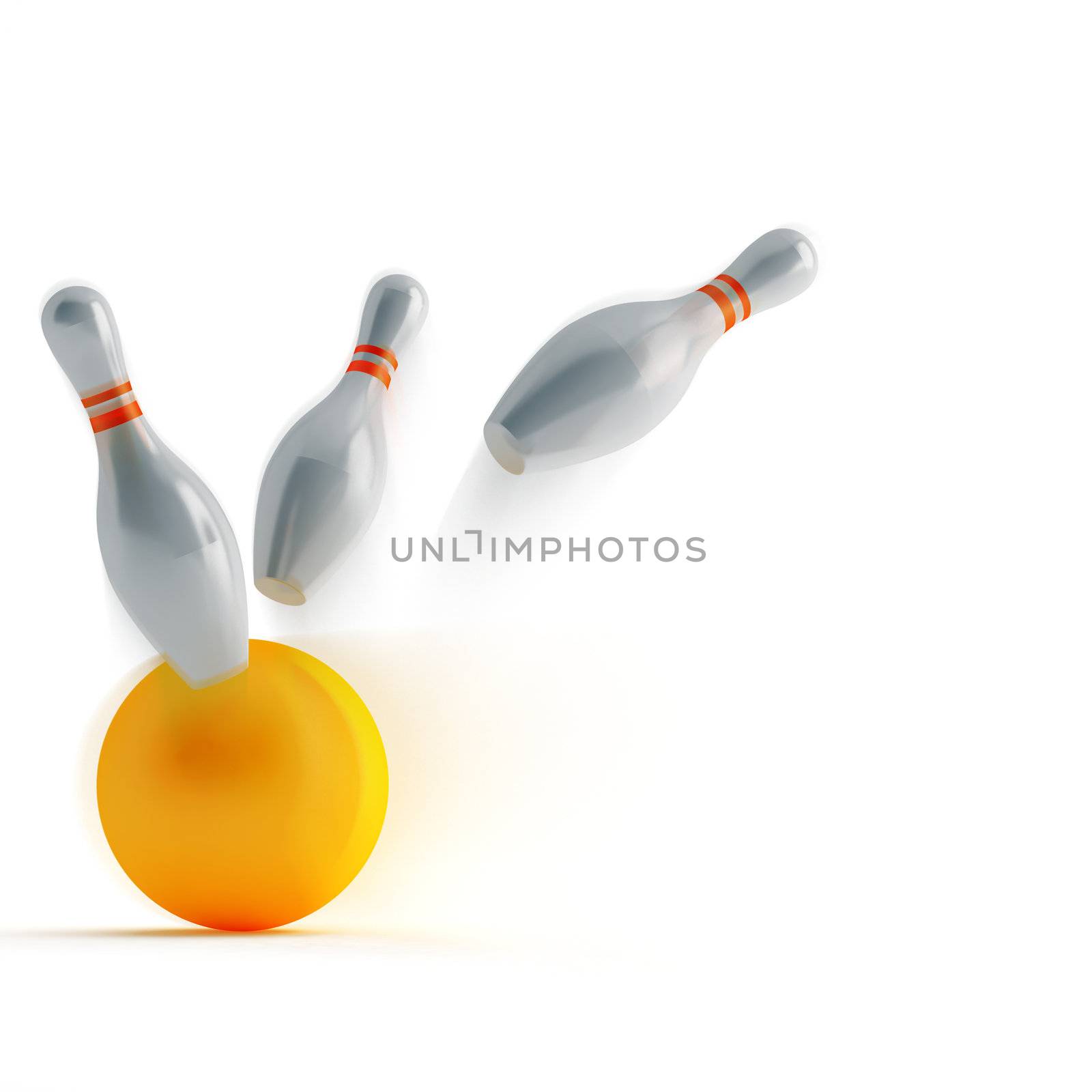 pins and ball for play in bowling on a white background