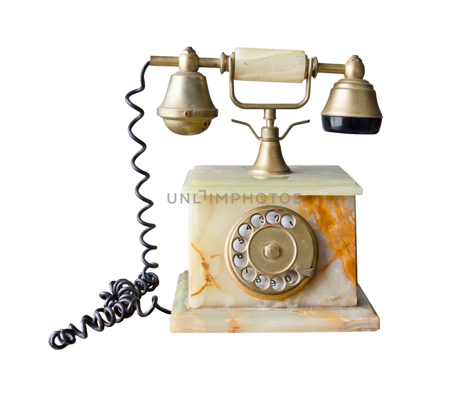 vintage telephone made of marble isolated by tungphoto
