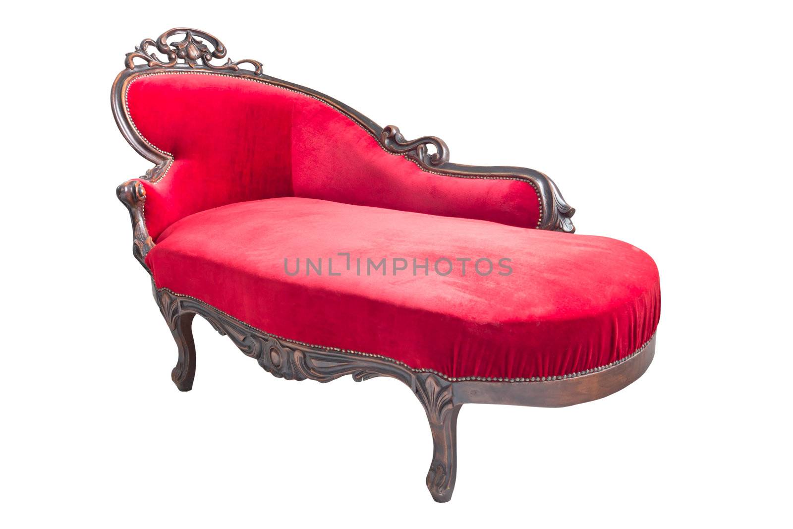 luxury red sofa isolated on white background