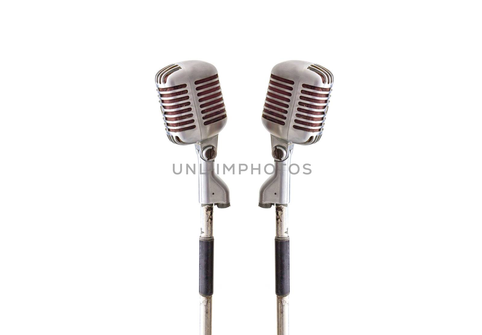 vintage microphone isolated on white background