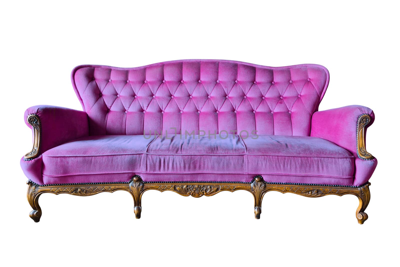 vintage pink luxury armchair isolated with clipping path by tungphoto