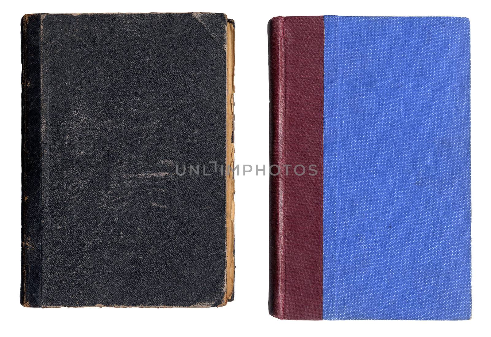 Black And Cyan Old Book Covers Isolated On White Background