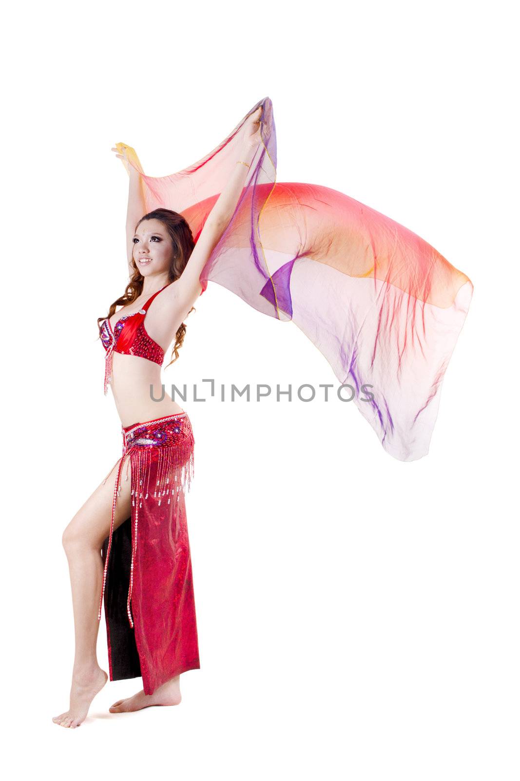 Belly dancer on white background