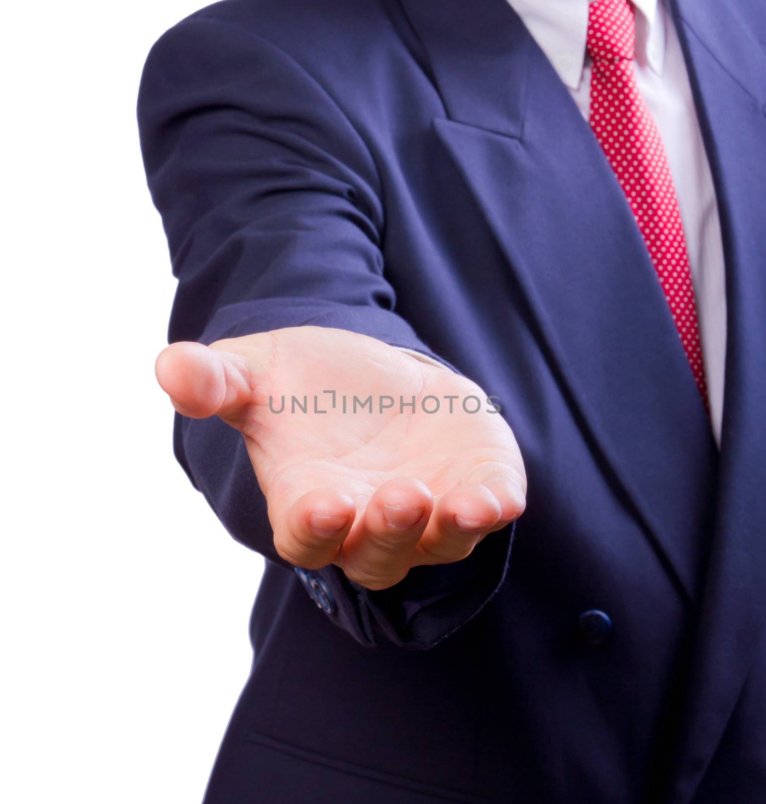 business man giving hand