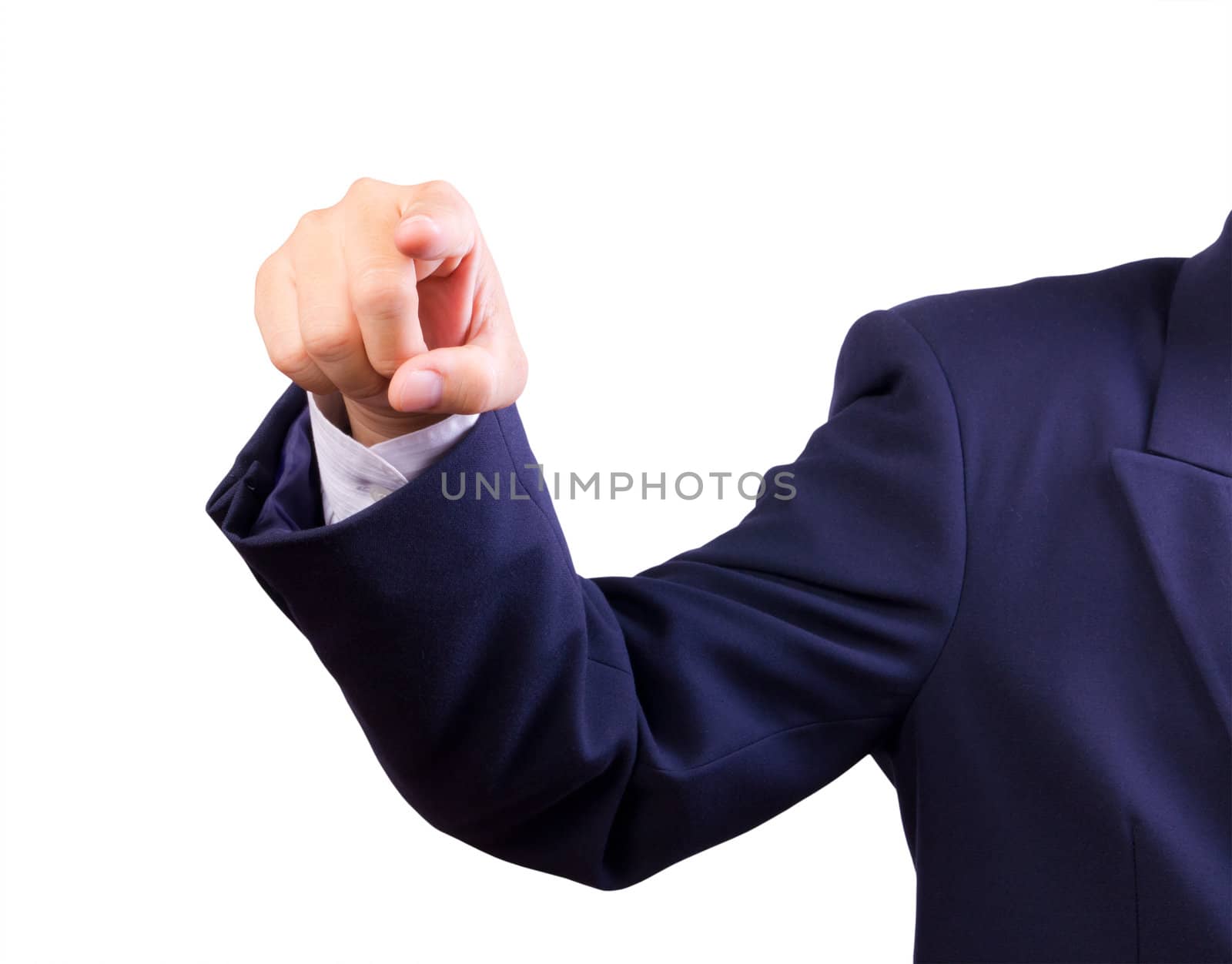 business man hand pointing finger isolated