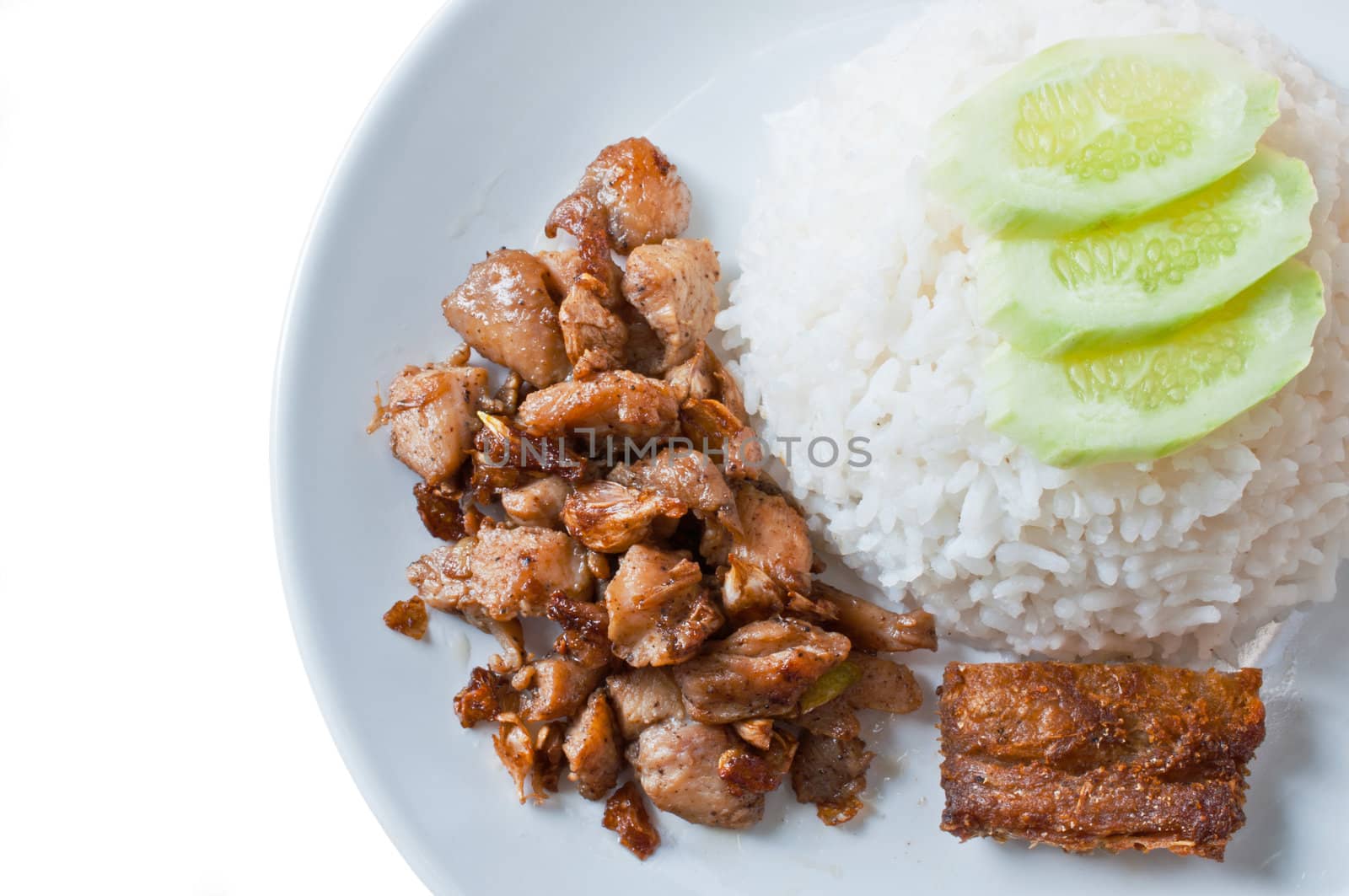 chicken and fish fry on white dish