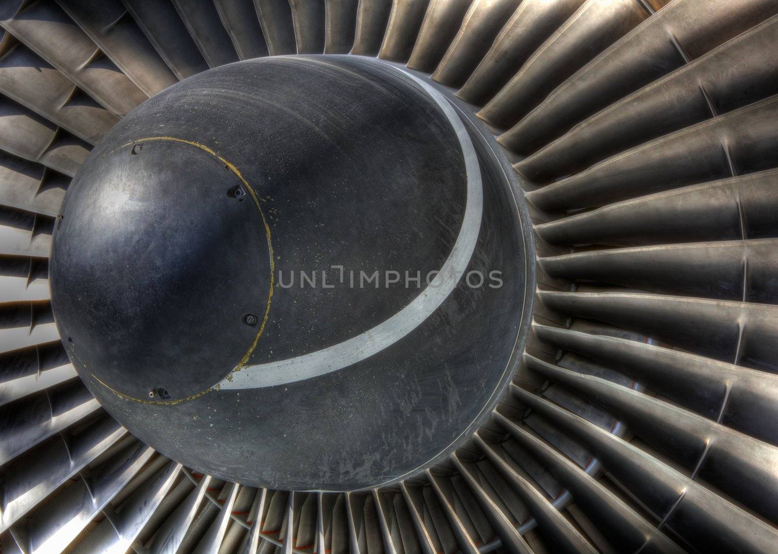 High dynamic range image of the inlet turbo vanes of a jet engine