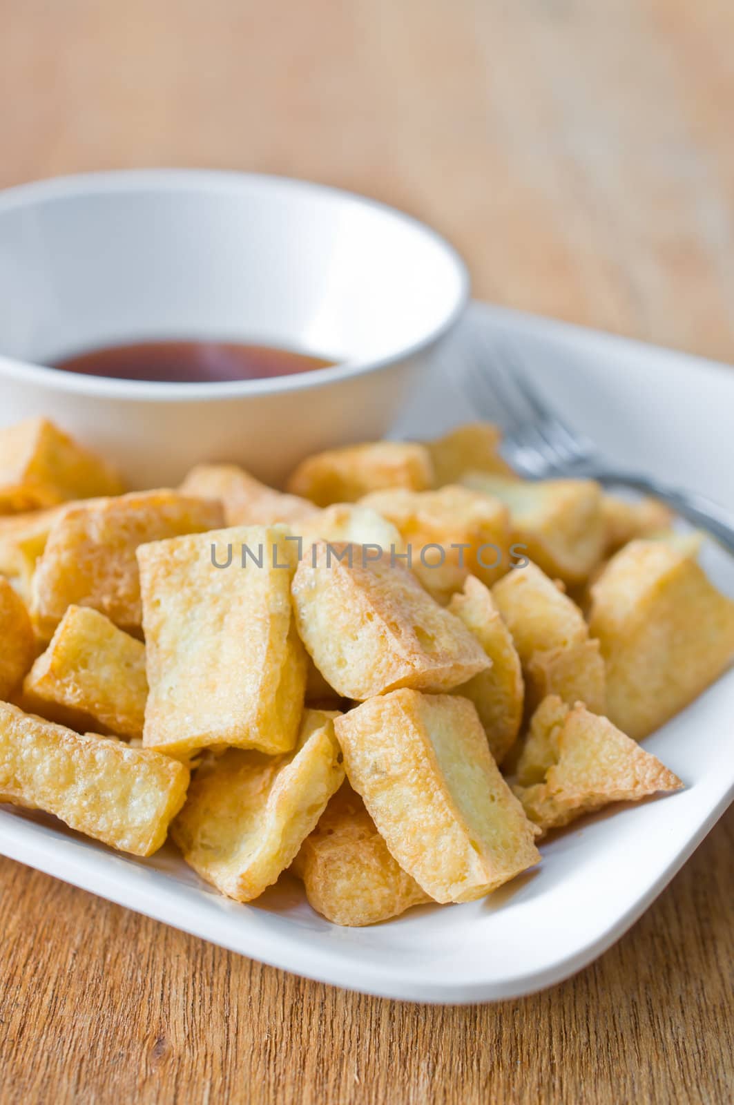 Fried Bean Curd On Dish