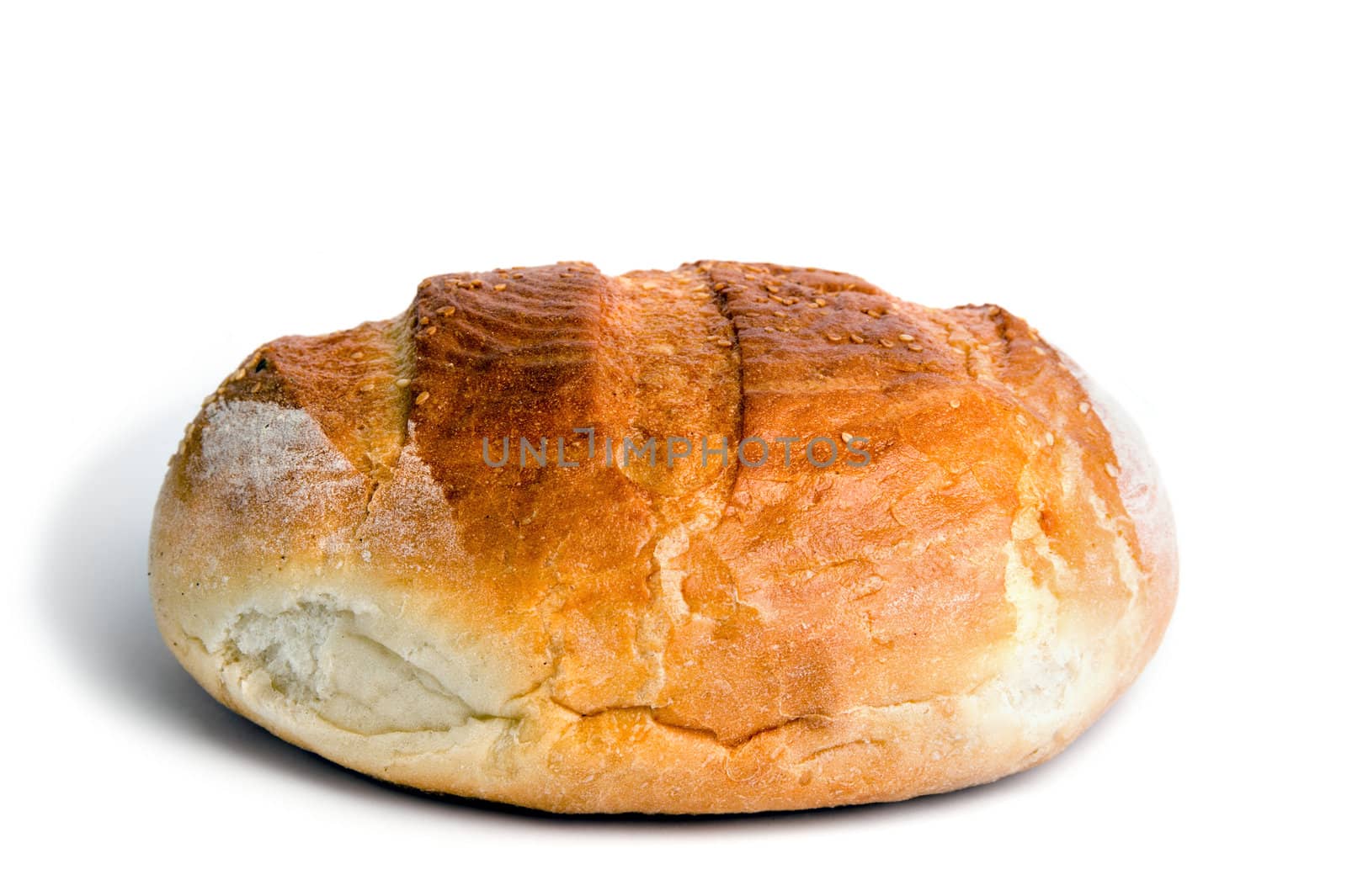 An image of a loaf of fresh bread on white background