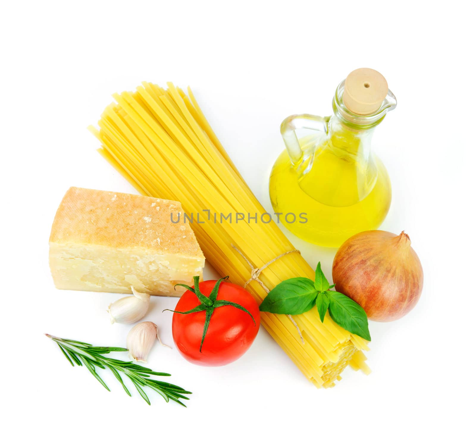 Close up of basic ingredients for italian pasta