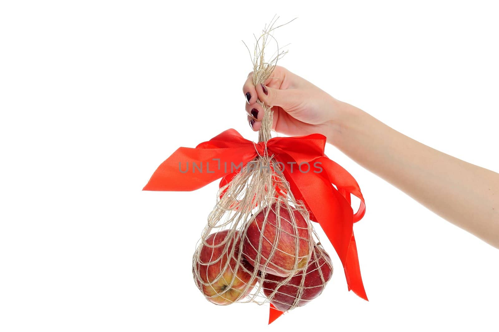 An image of bag with red apples