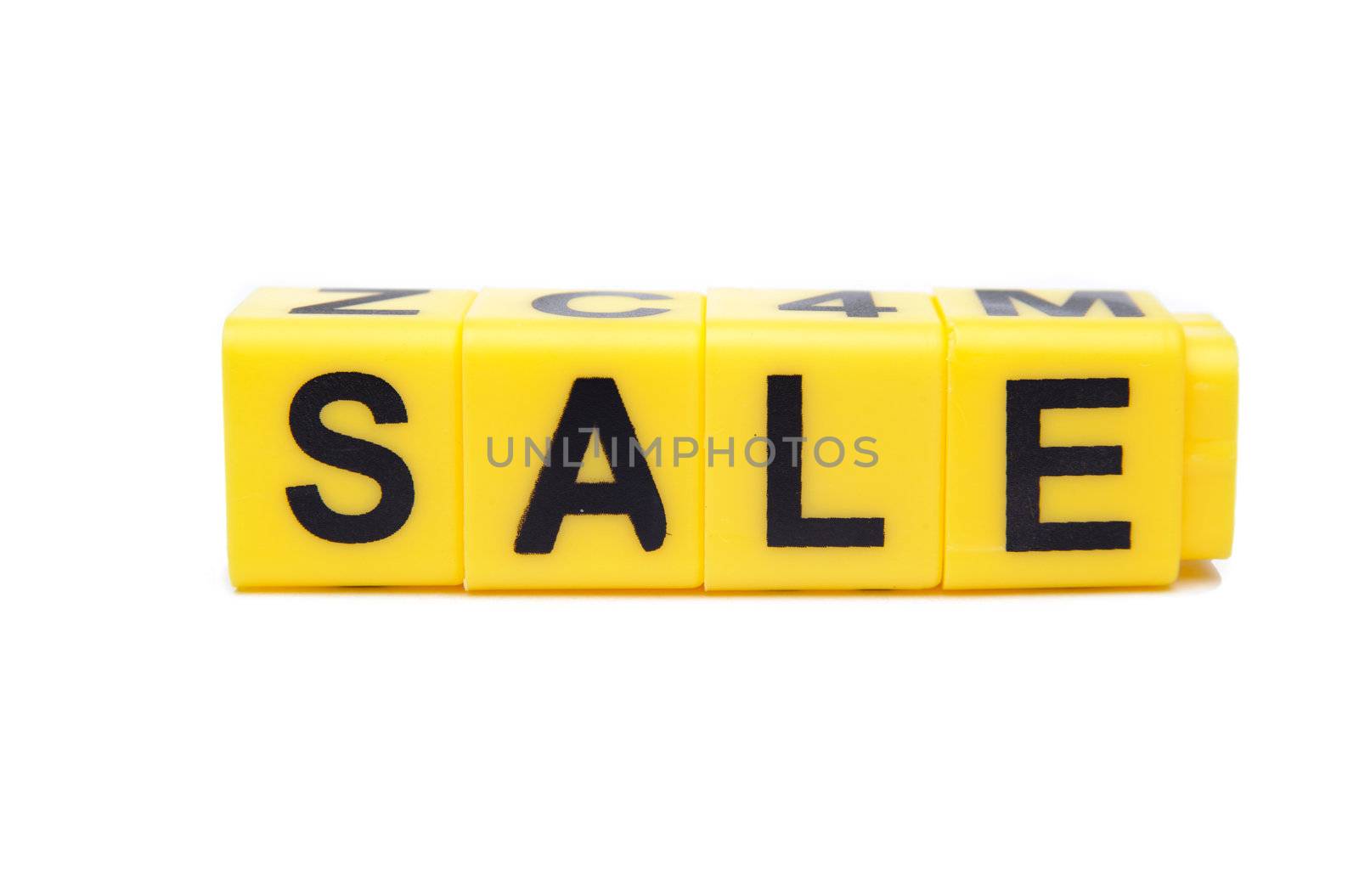 An image of yellow blocks with word ''sale'' on them