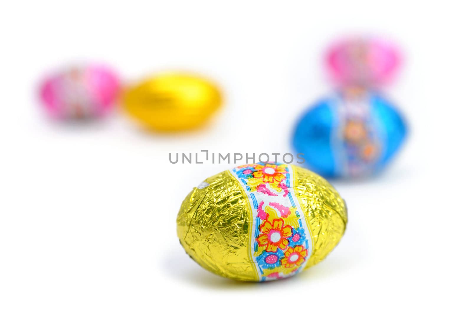 An image of Easter eggs on white background