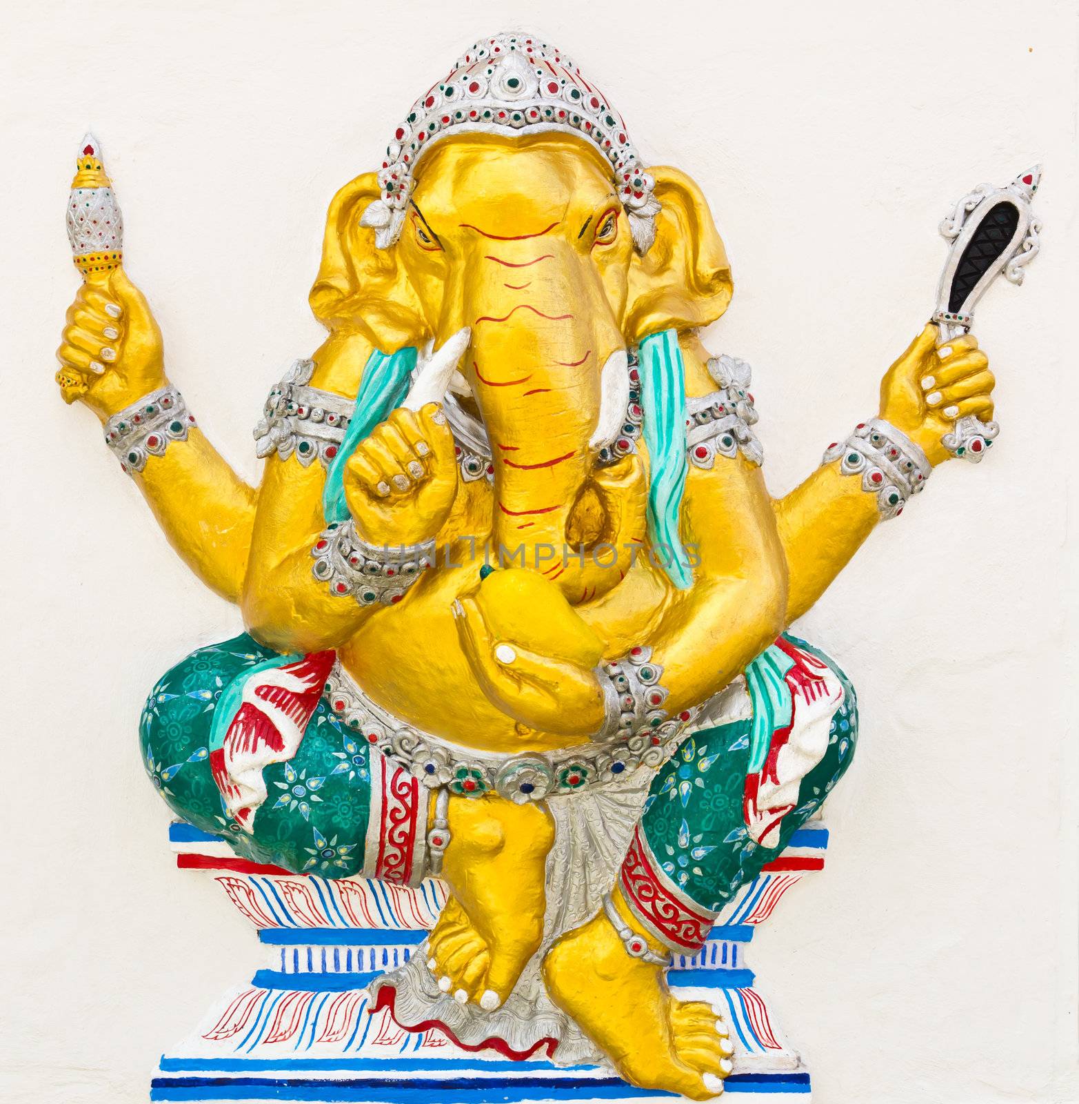 Indian or Hindu God Named Triaksara Ganapati at temple in thailand