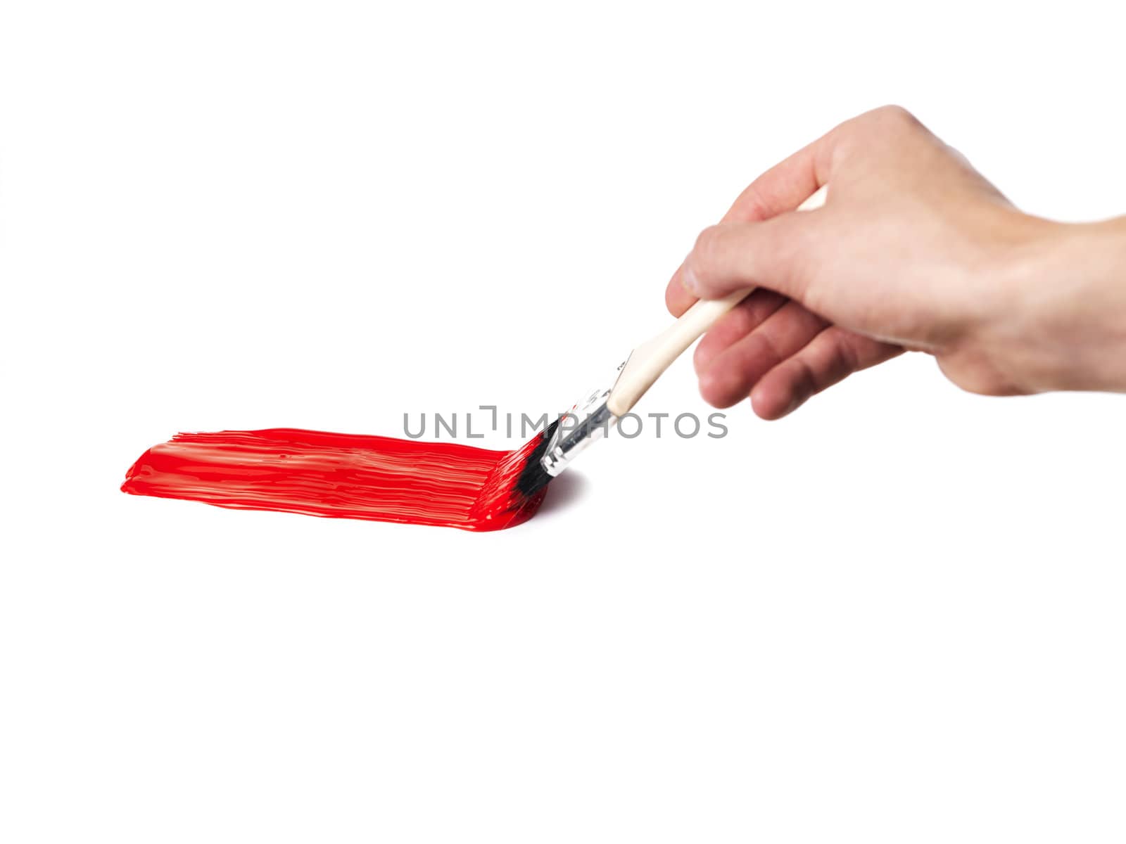 Painting red on a white background