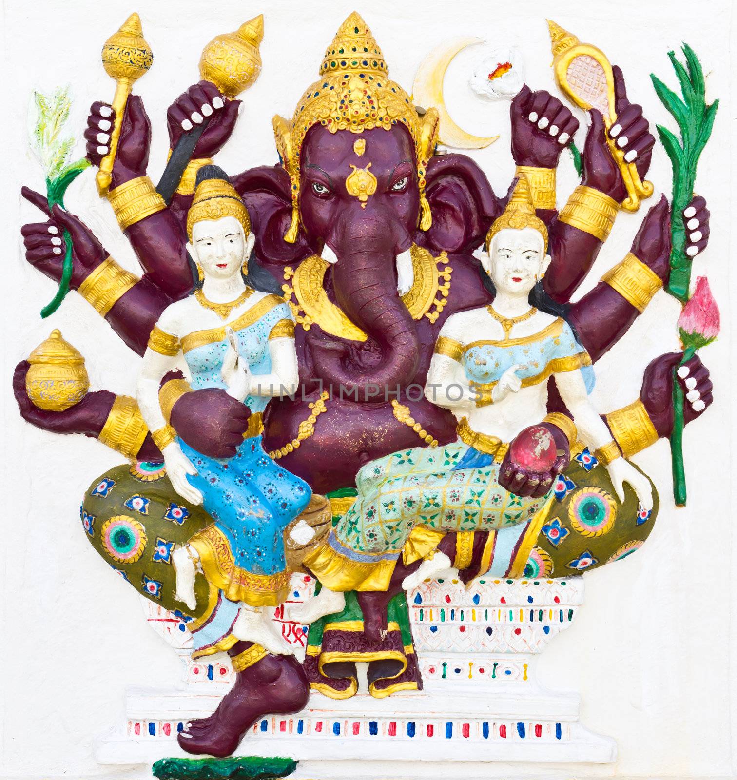 Indian or Hindu ganesha God Named Maha Ganapati at temple in thailand