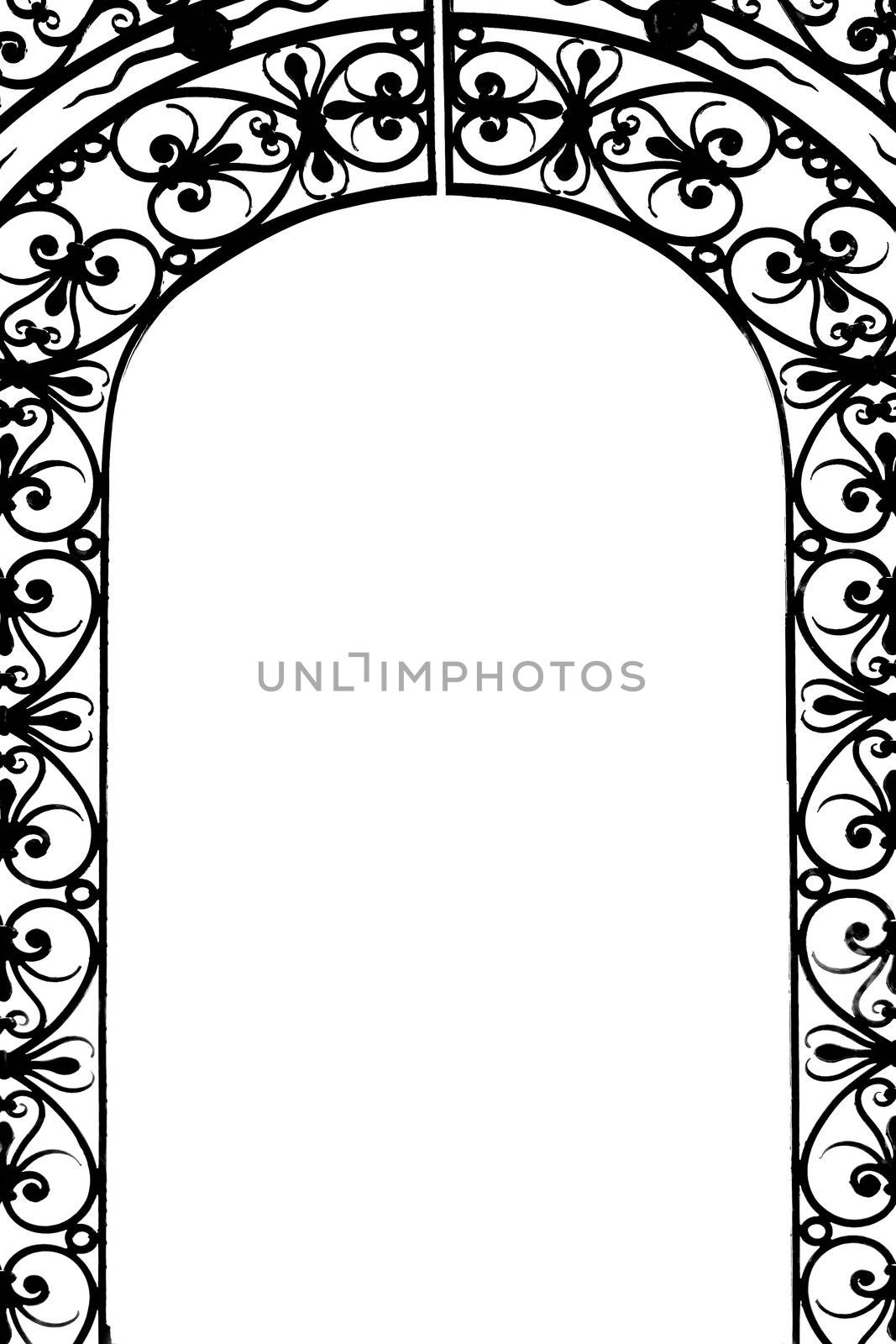 Fanciful pattern of gates. Isolated on white