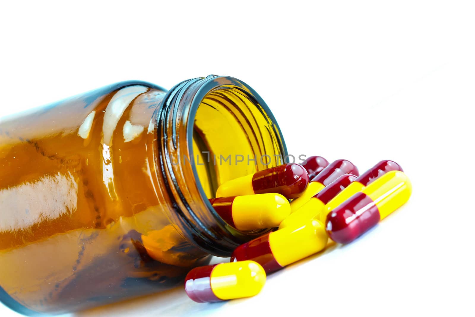 closeup of pills isolated on a white background