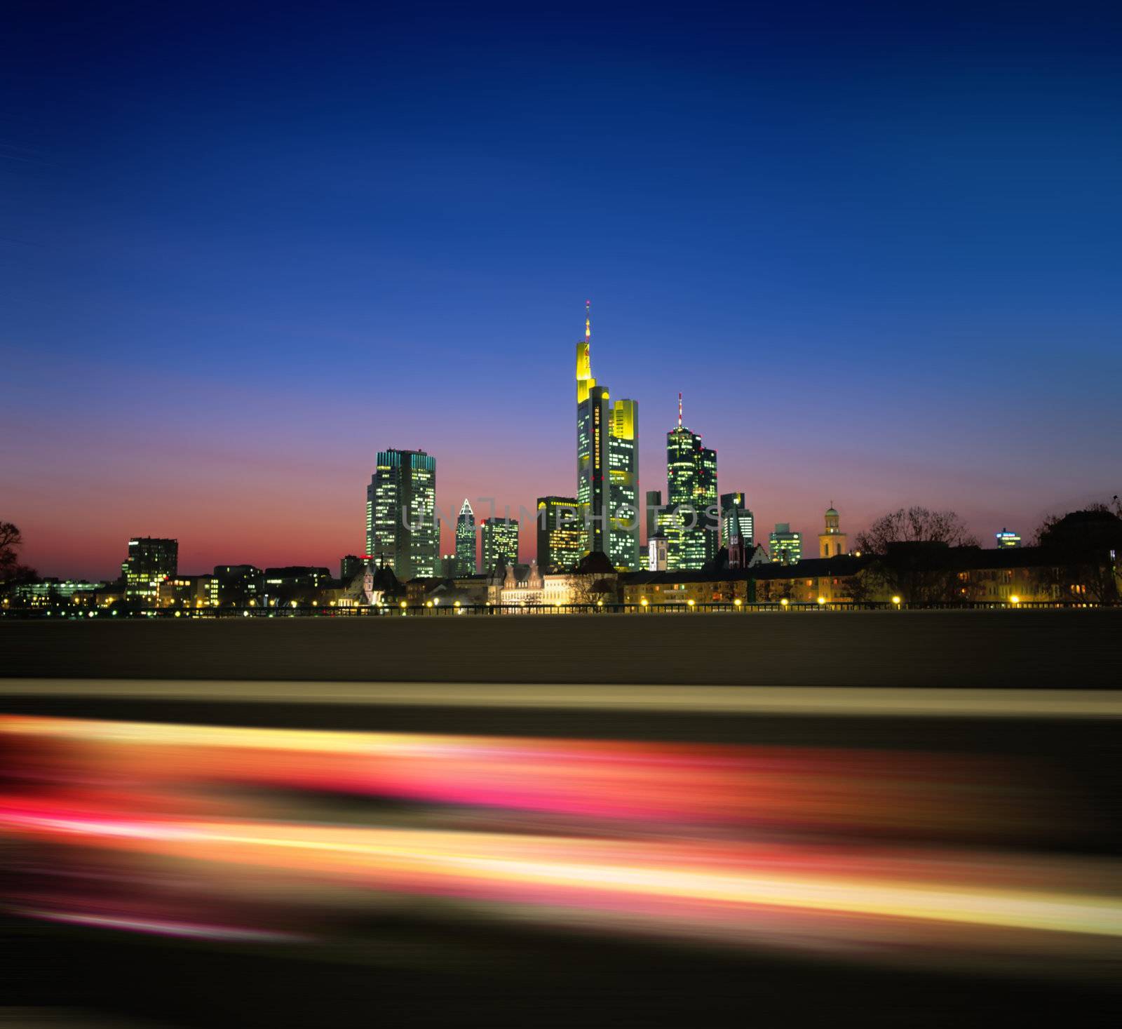 megapolis in the night and motion light