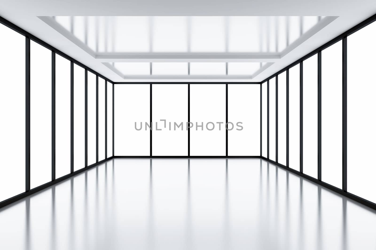 Modern empty room with light from windows