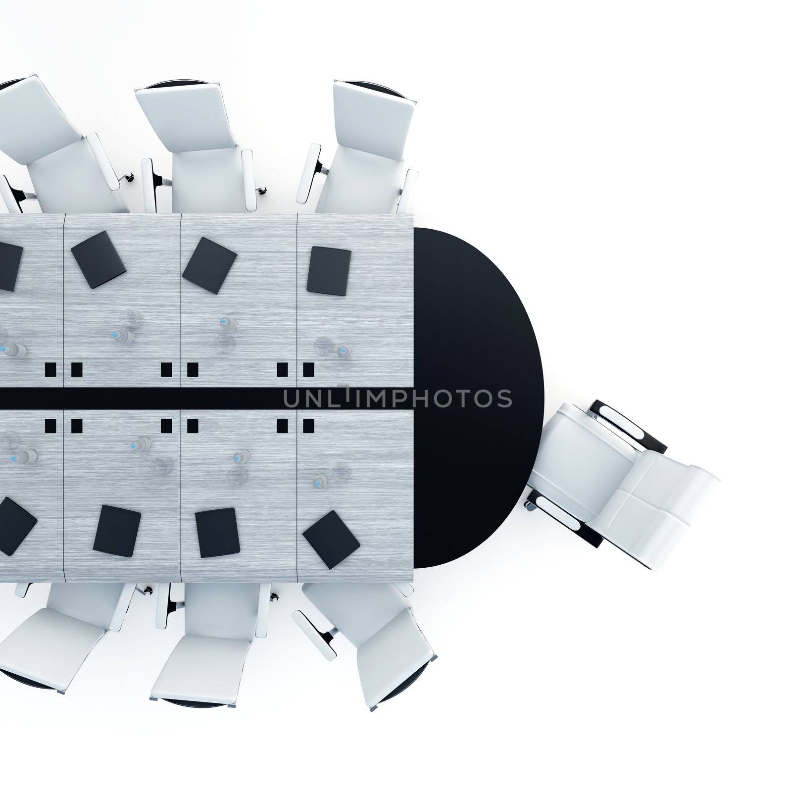 Table and armchairs in modern office for presentation and conferences