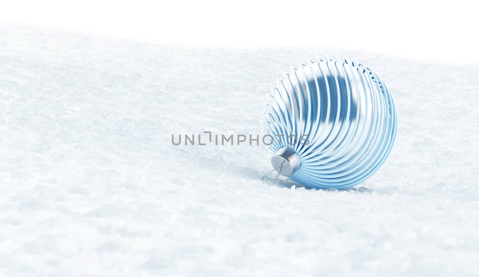 blue christmas ball on puffy white background