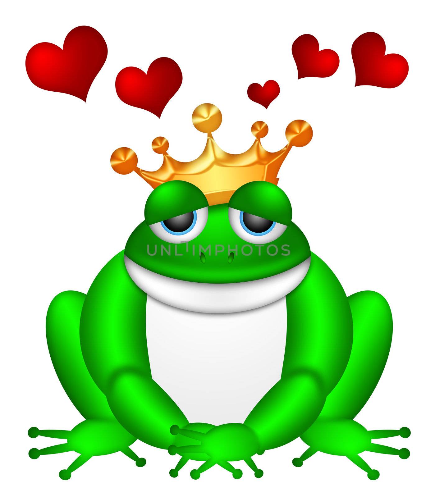 Cute Green Frog with Crown Illustration by jpldesigns