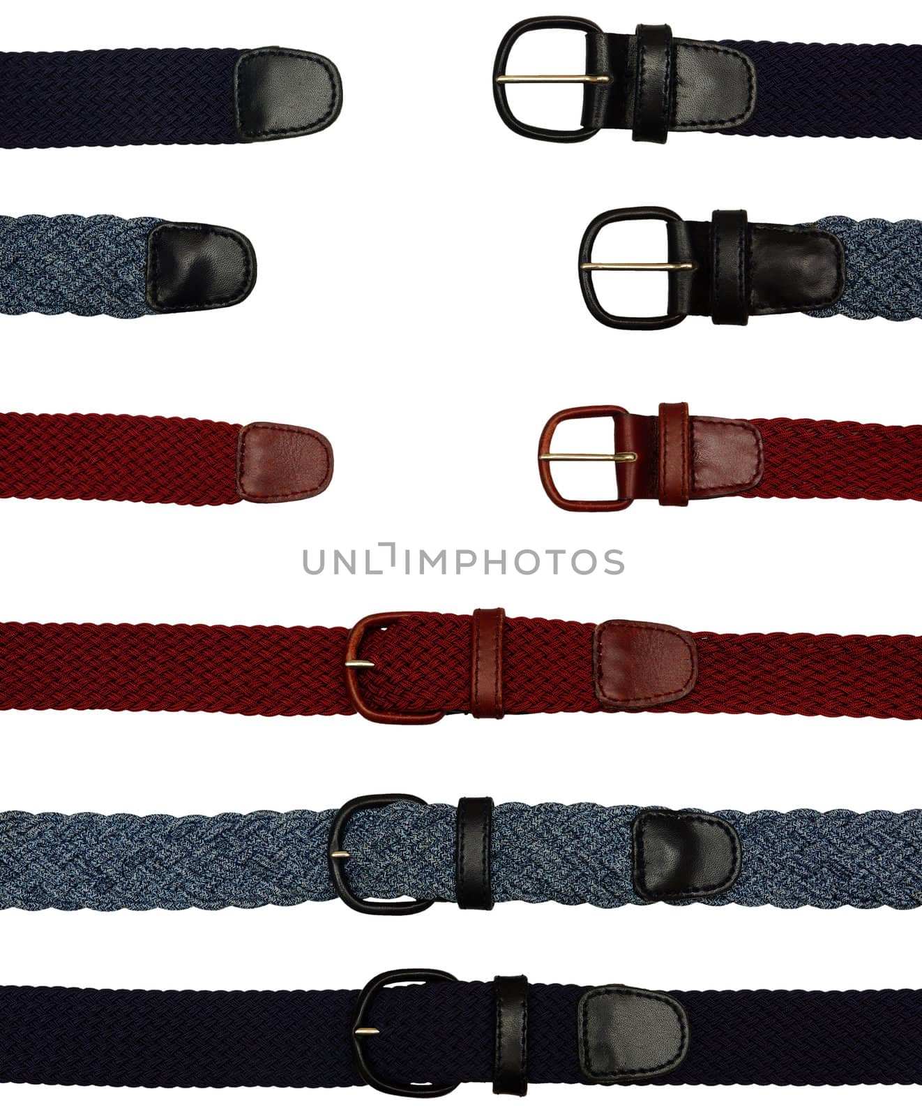 Several belts, isolated against background