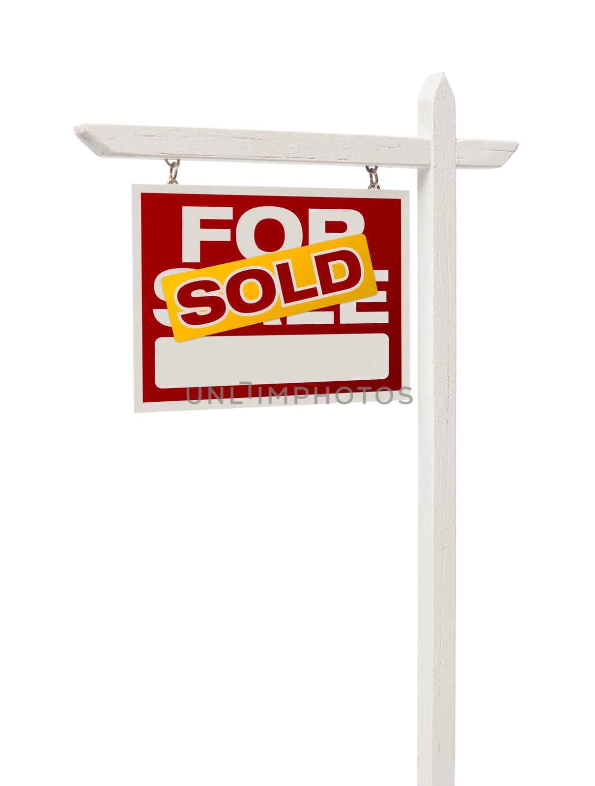 Isolated Sold For Sale Real Estate Sign with Clipping Path.