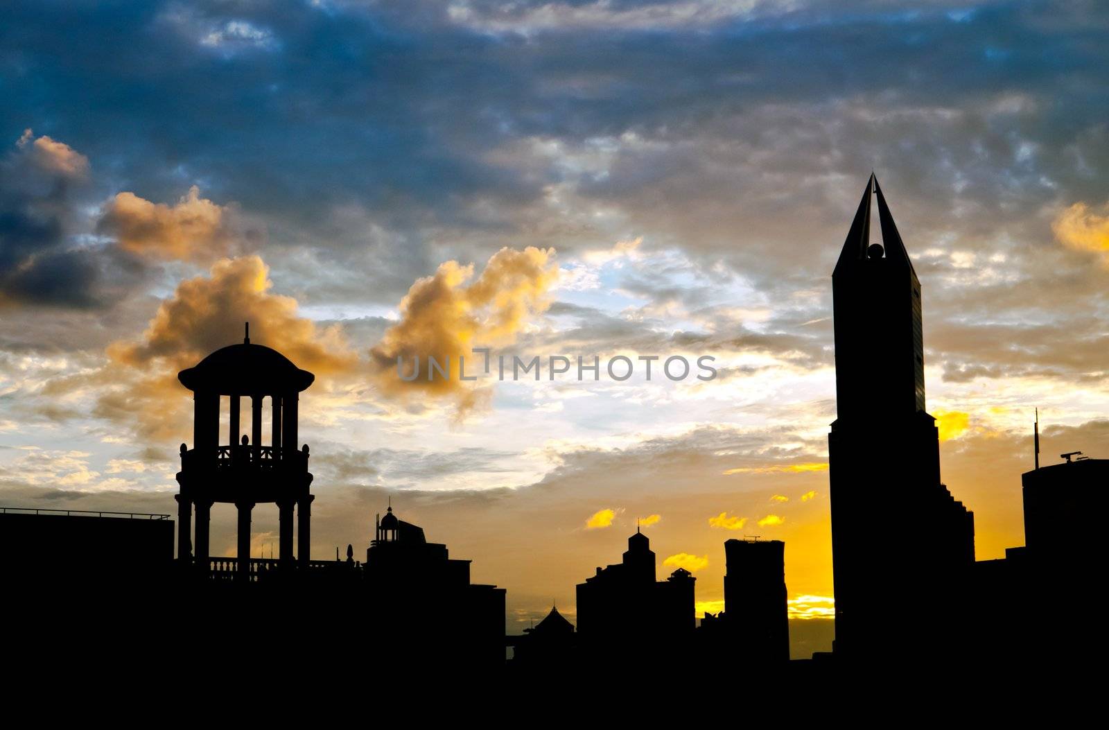 Shanghai Old and New architecture silhouette by rigamondis