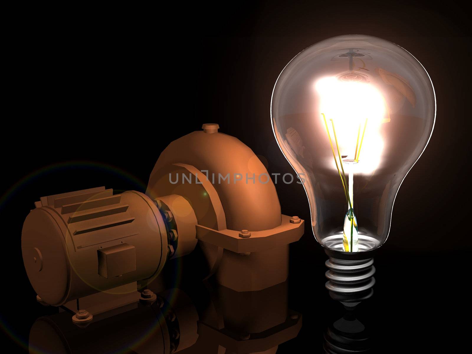 the light bulb and the motor