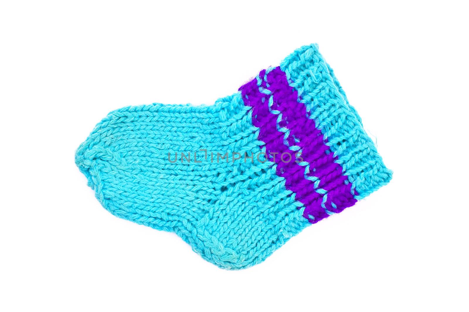 Knitted blue socks by rezkrr