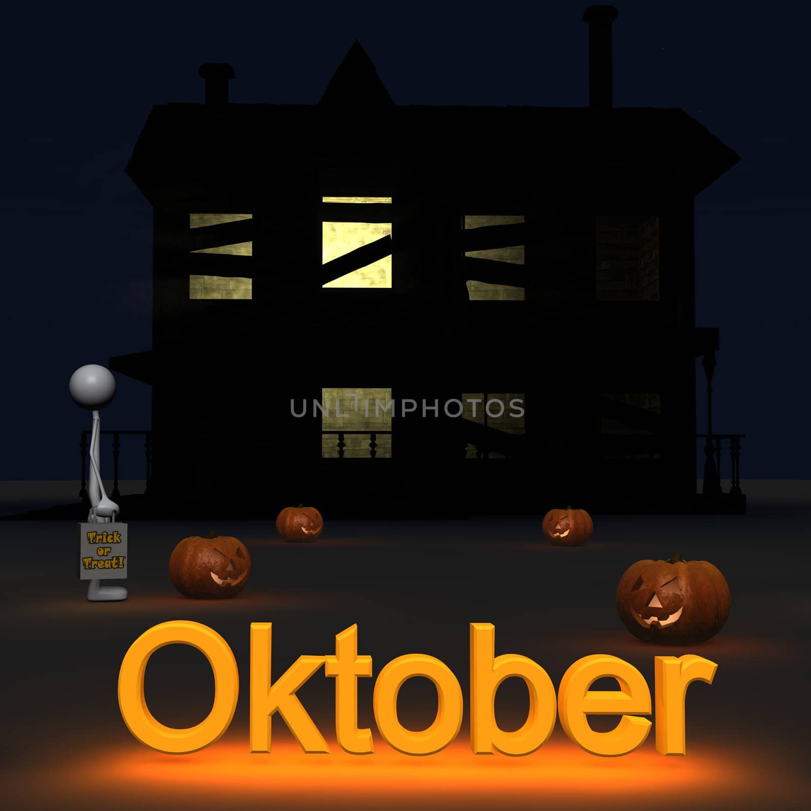 a figure is standing in front of a house on Halloween