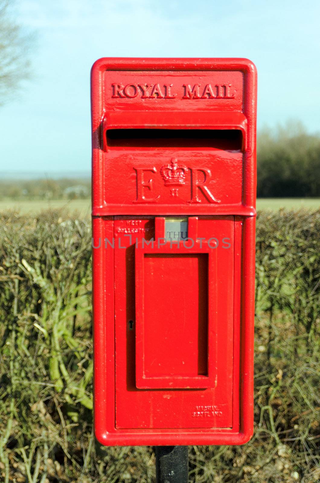 Freshly painted Royal Mail letter box