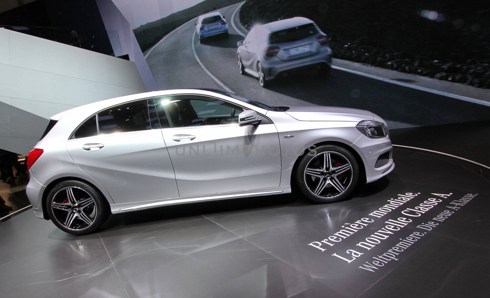 GENEVA - MARCH 16 : Mercedes Classe A on display at the 82st International Motor Show Palexpo -Geneva on March 16; 2012 in Geneva, Switzerland.