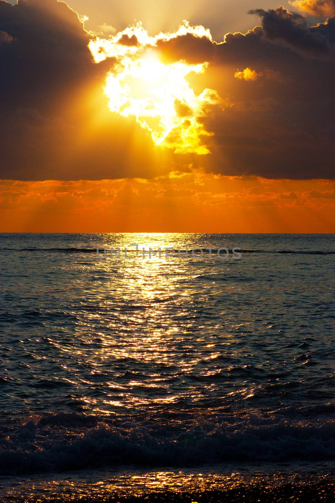 Beautiful colorful sunset at a sea