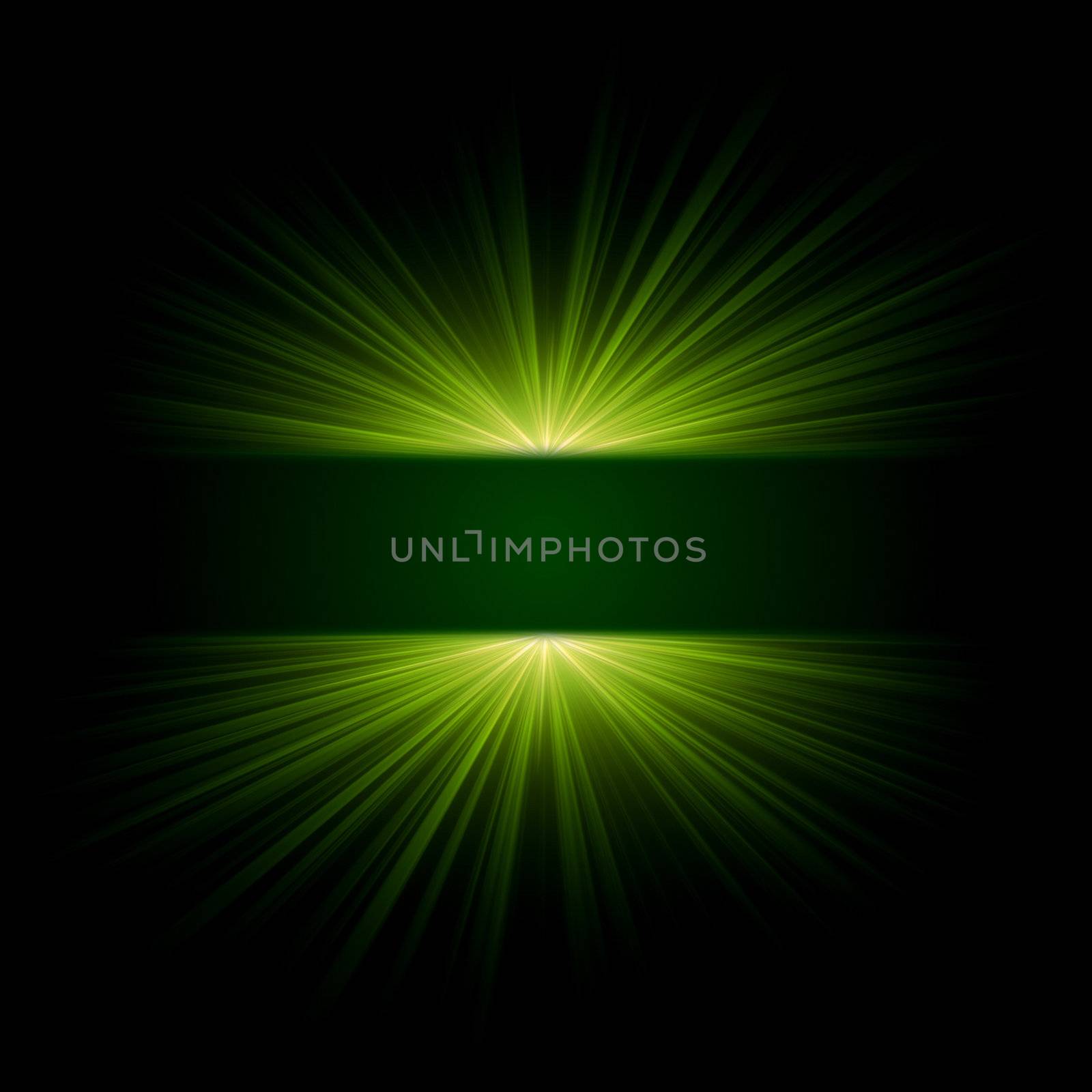 abstract green lights over dark background with text place