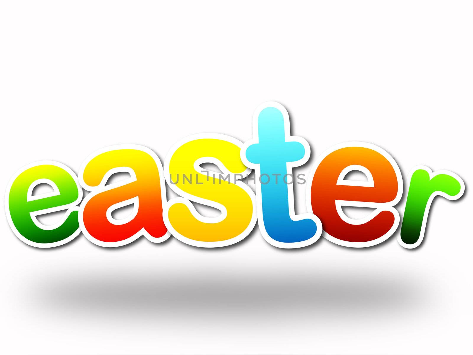 3d color text easter over white with shadow