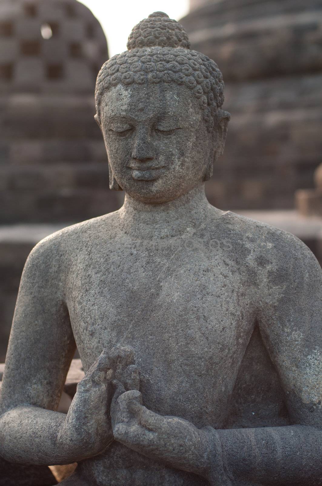 Borobudur temple at sunny morning. Central Java, Indonesia