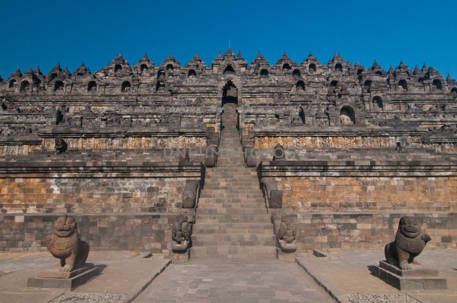 Borobudur temple at sunny morning. Central Java, Indonesia