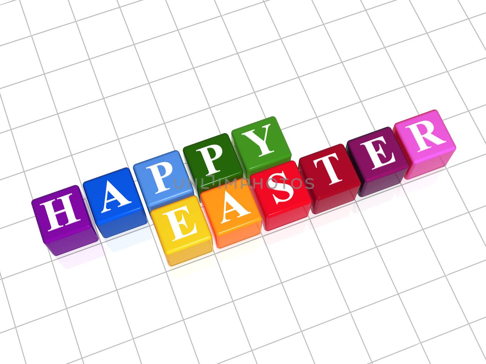 3d color cubes with text happy easter