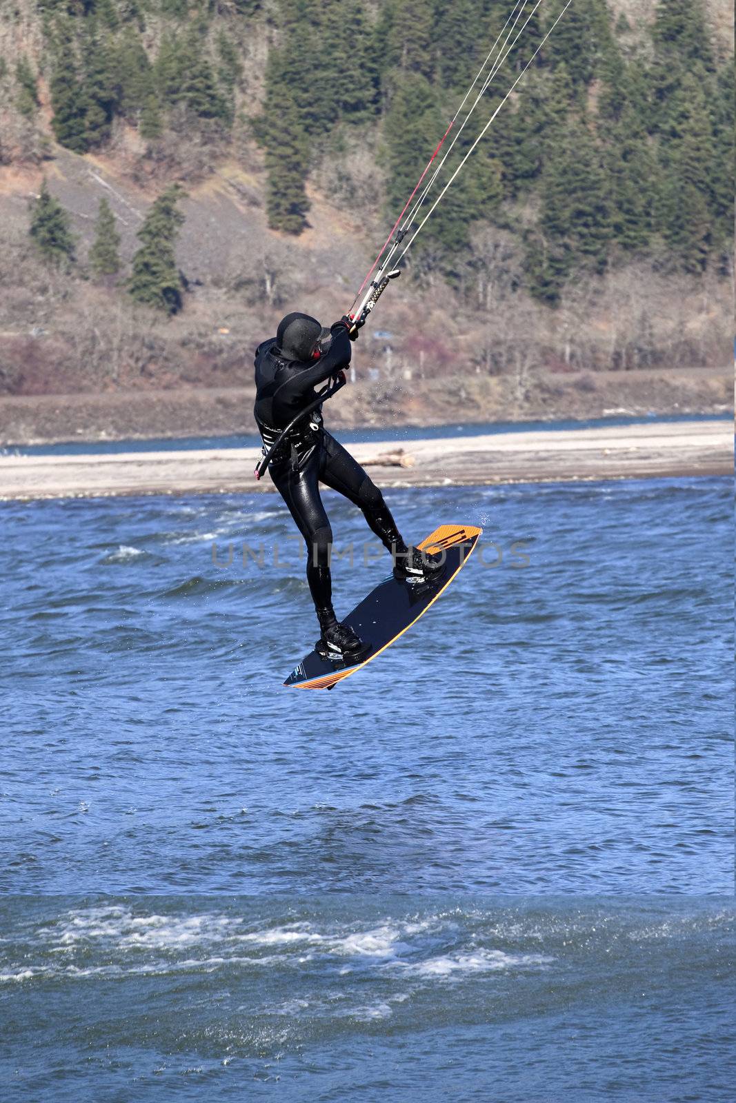 Wind surfer riding the wind, Hood river OR. by Rigucci