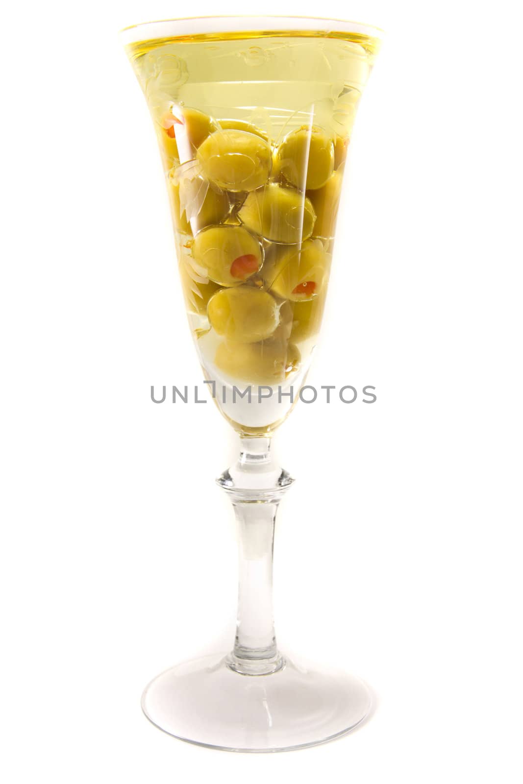 Picture of a wine glass with olive oil inside