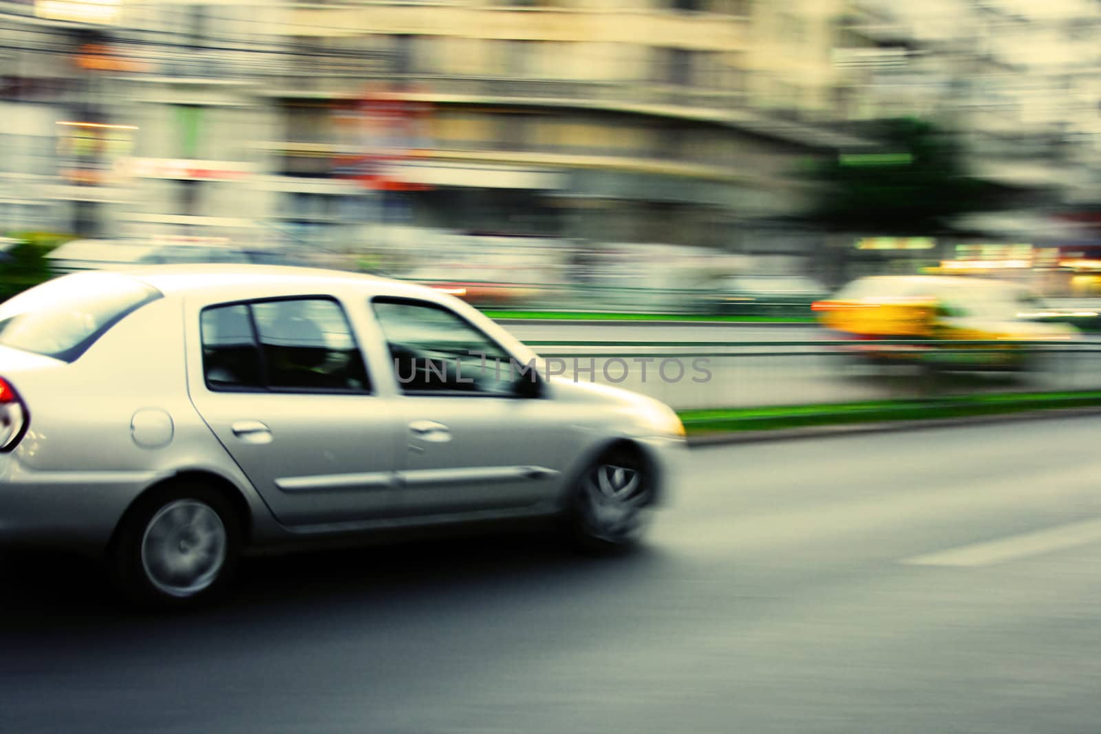 Traffic concept with cars on street with motion blur