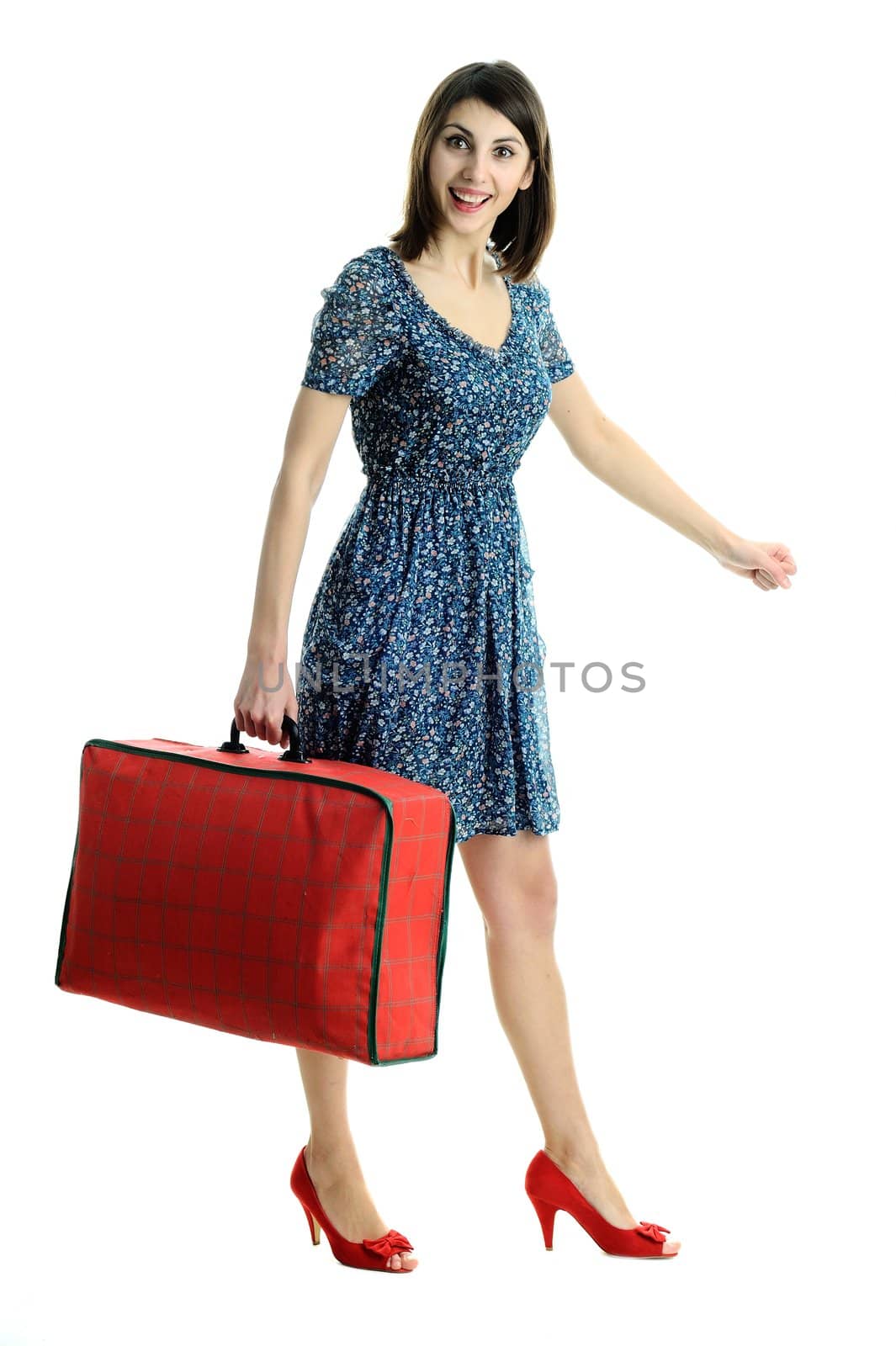 An image of nice young woman with red bag