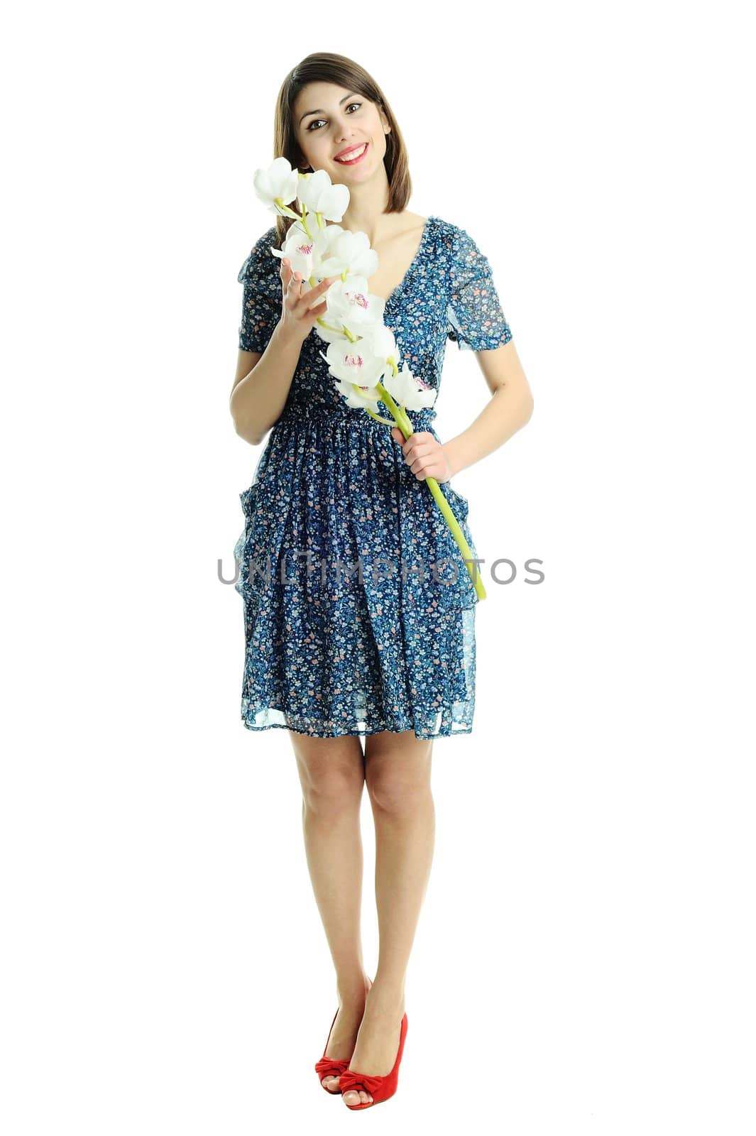 An image of a young pretty woman with flowers