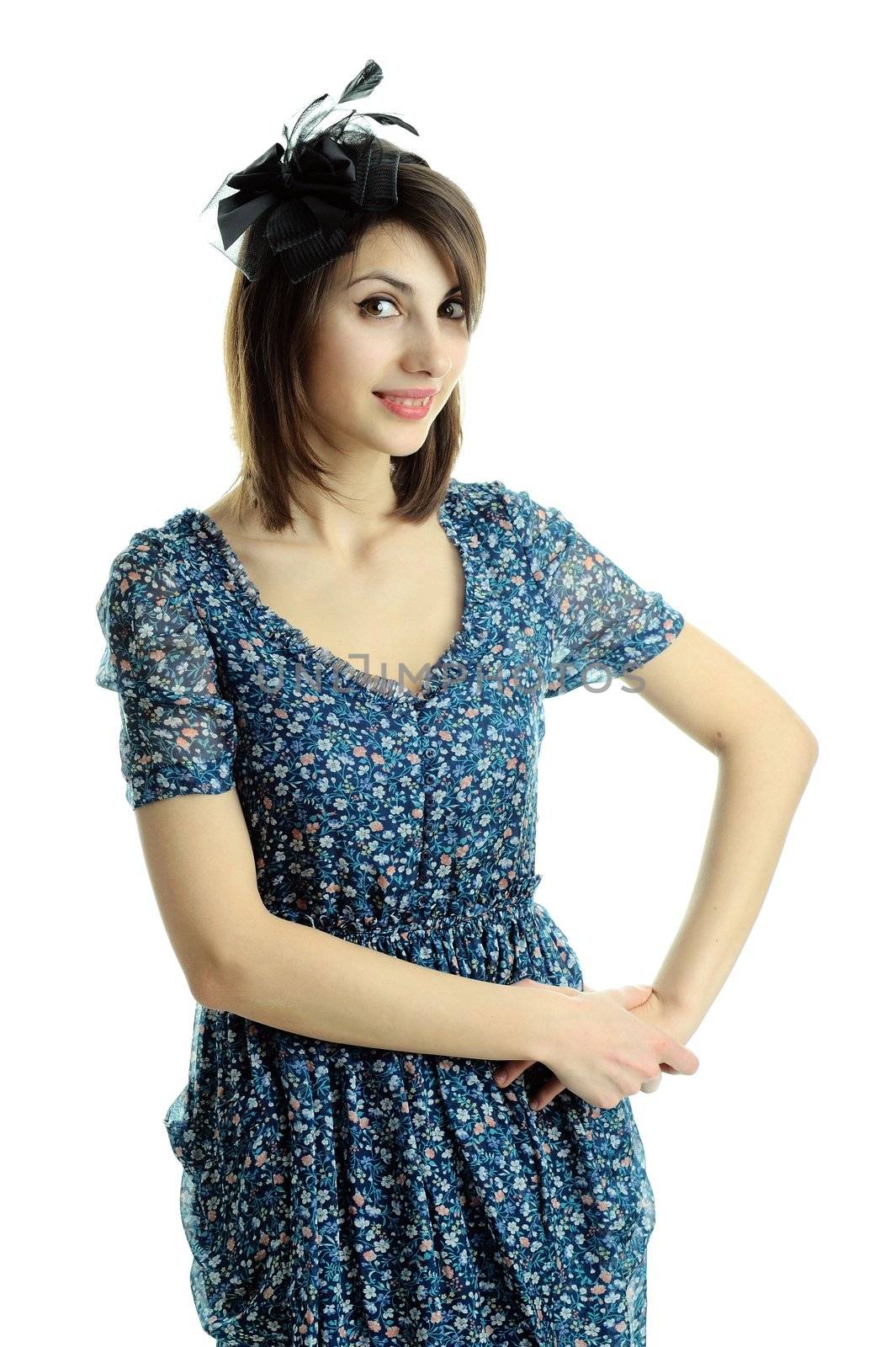 An image of a young pretty woman in a dress