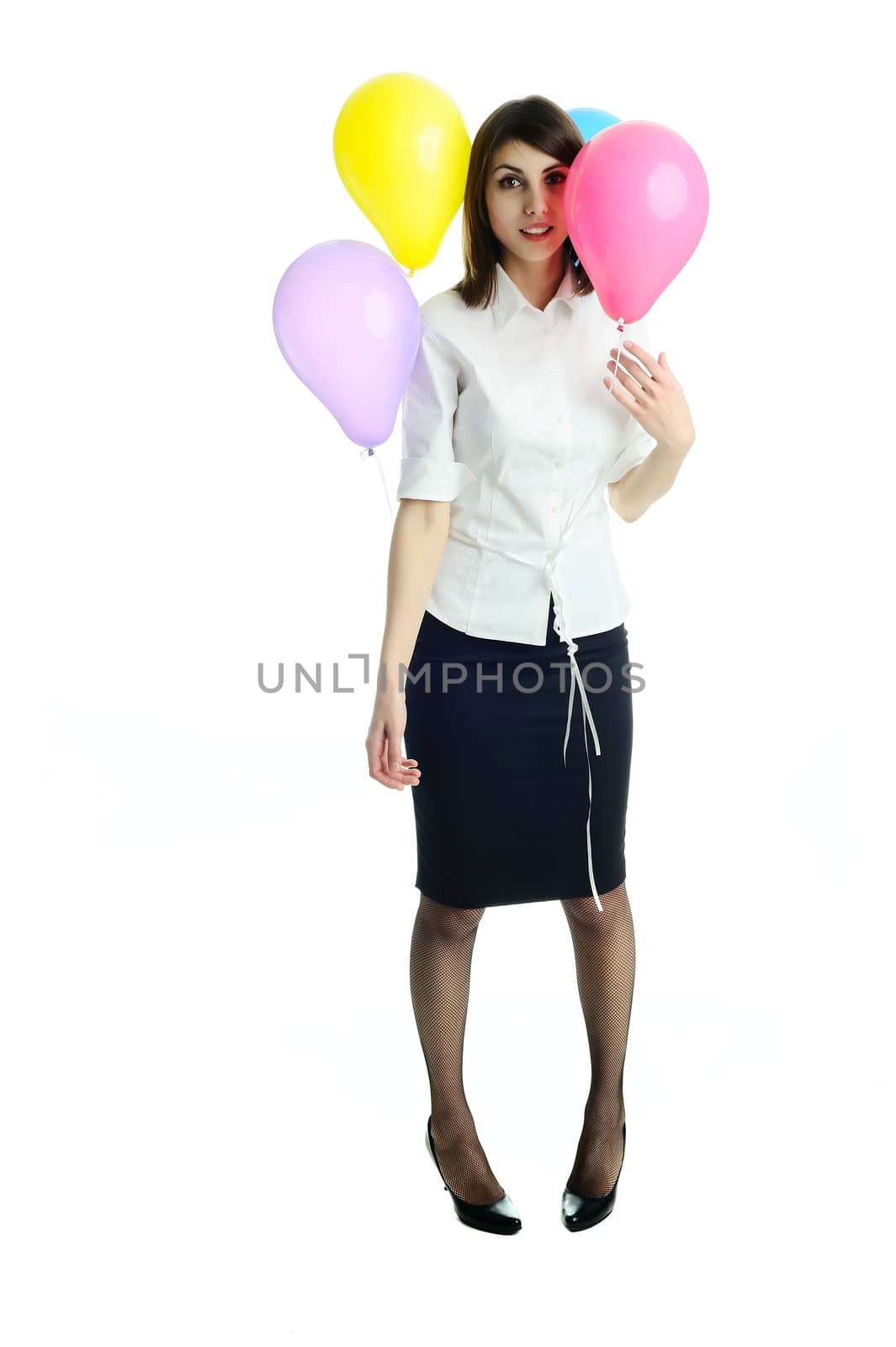 An image of a young woman with balloons