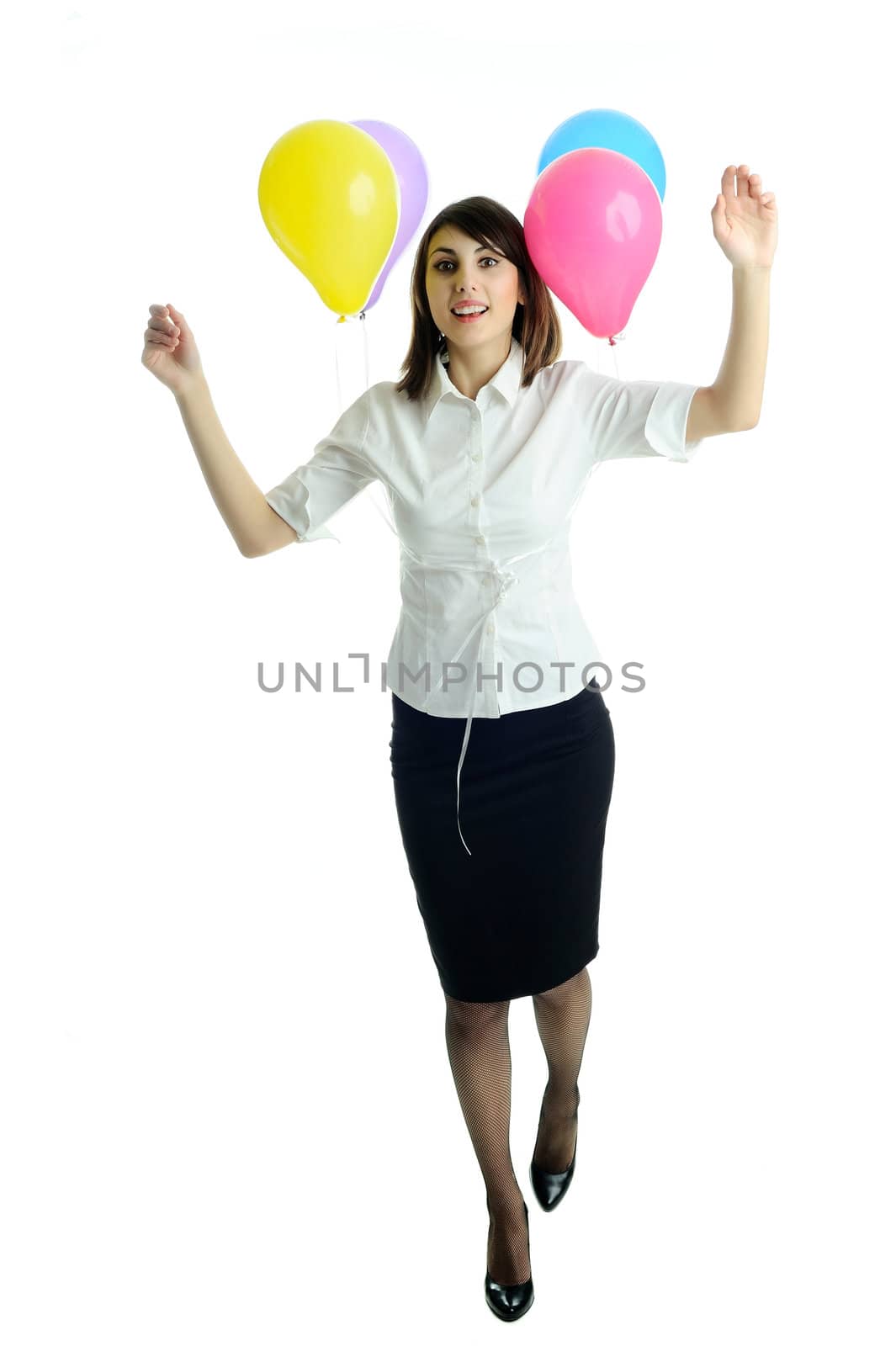 An image of a young woman with balloons